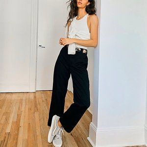 FREE PEOPLE DICKIES HIGH WIDE LEG WORK PANTS BLACK